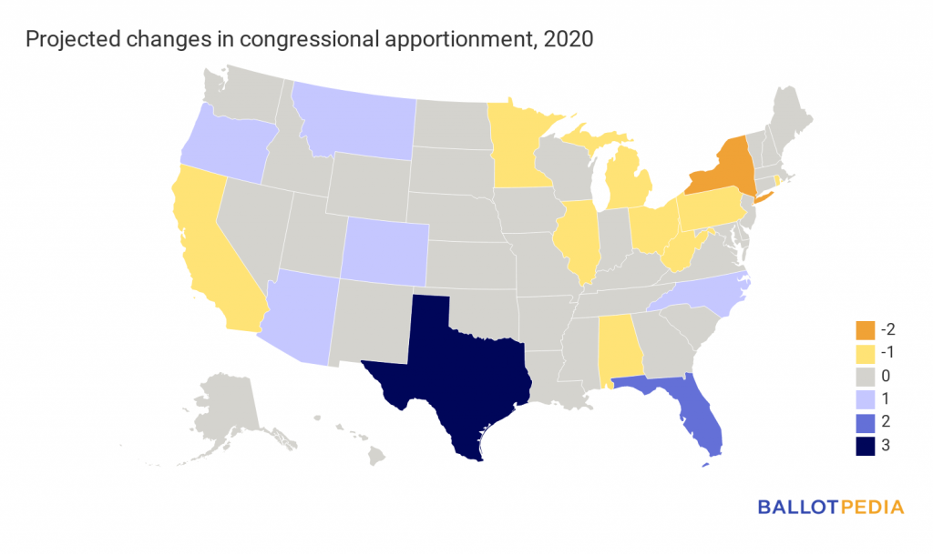 Projected changes in congressional reapportionment