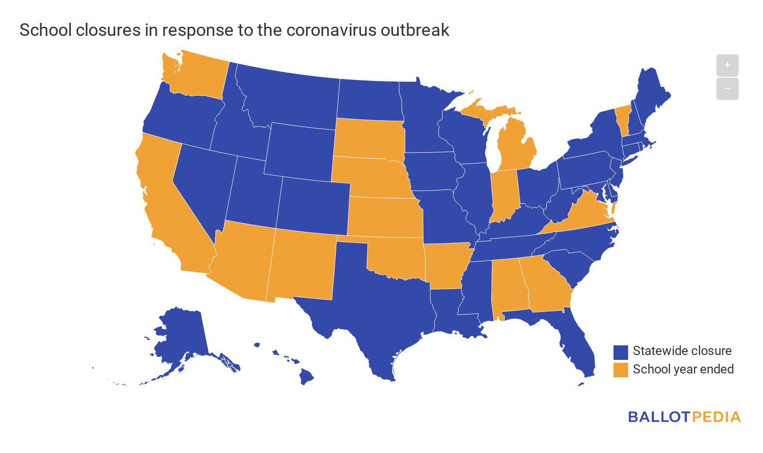 Schools closed in all 50 states school years ended in 15 states