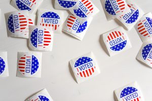 Image of several stickers with the words "I voted"
