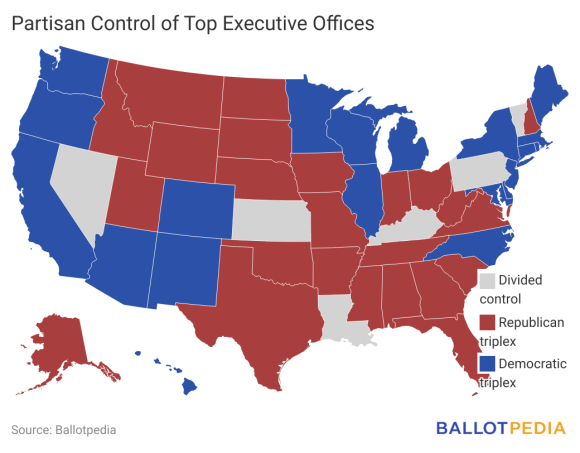 Single-party control of state executive offices at…